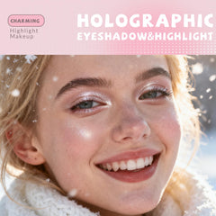 HOSAILY open compact revealing the silver duochrome pan, shows iridescent payoff