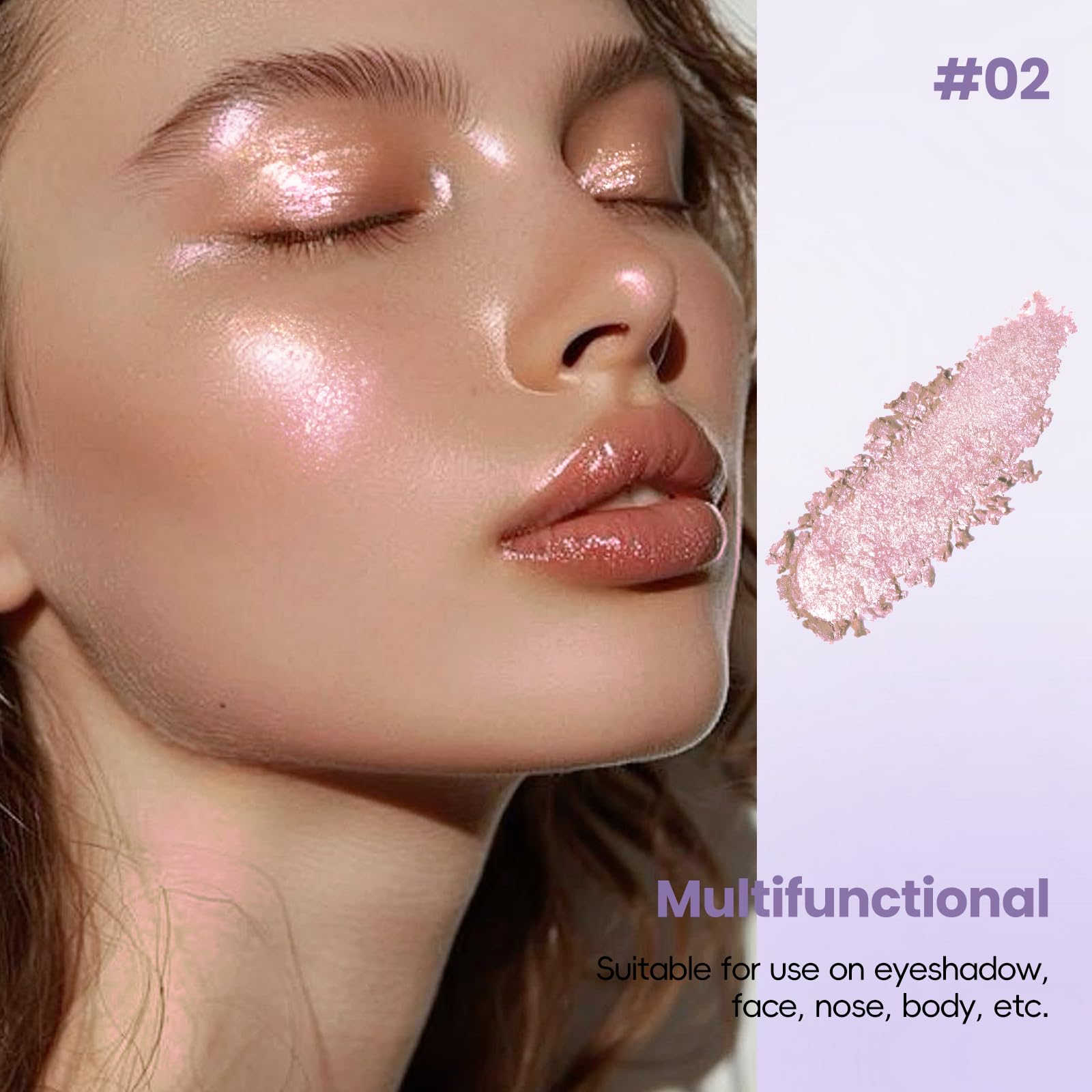 HOSAILY applied on eyelid creating iridescent sparkle and long-lasting definition