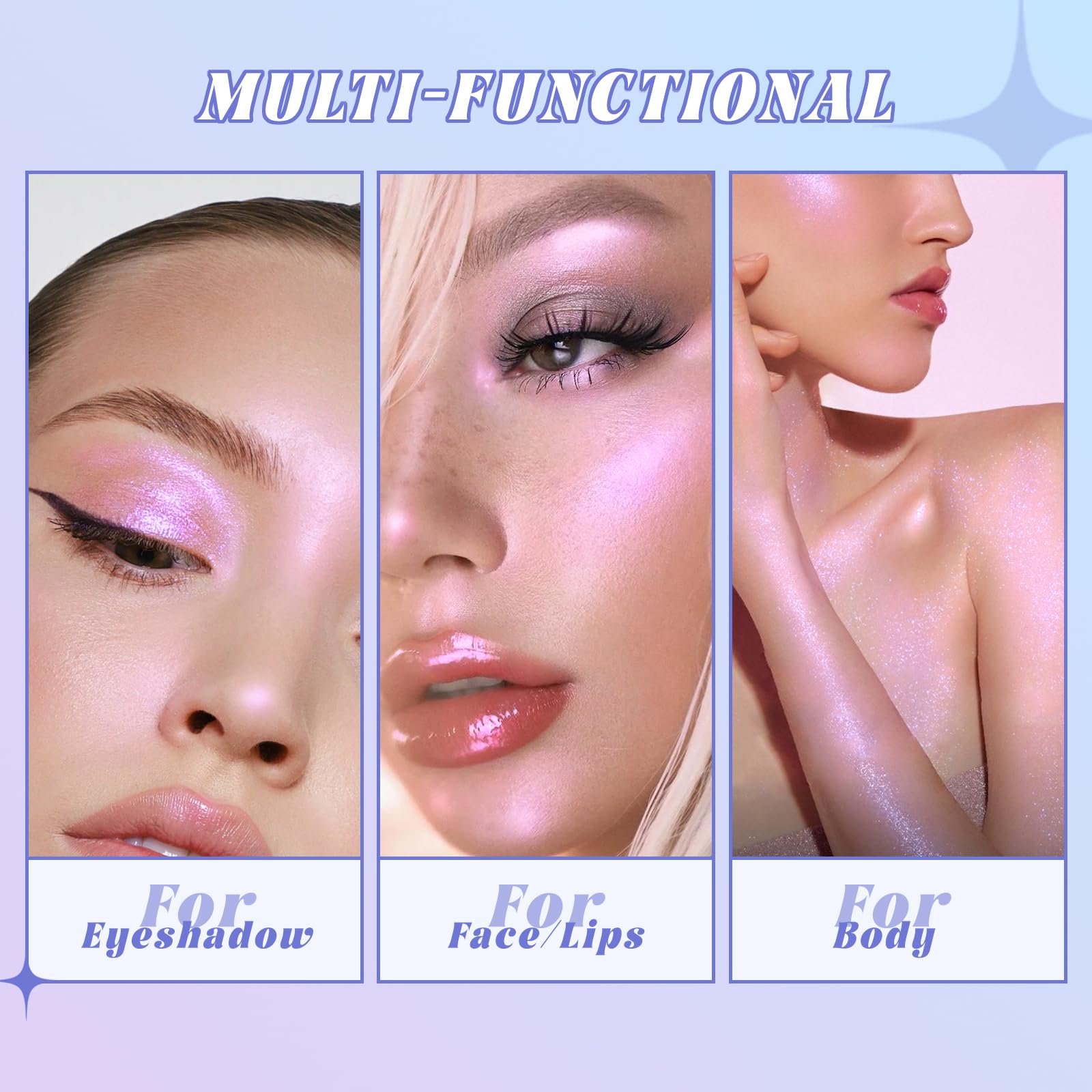 HOSAILY eye makeup look in use, multidimensional sparkle enhances eyes