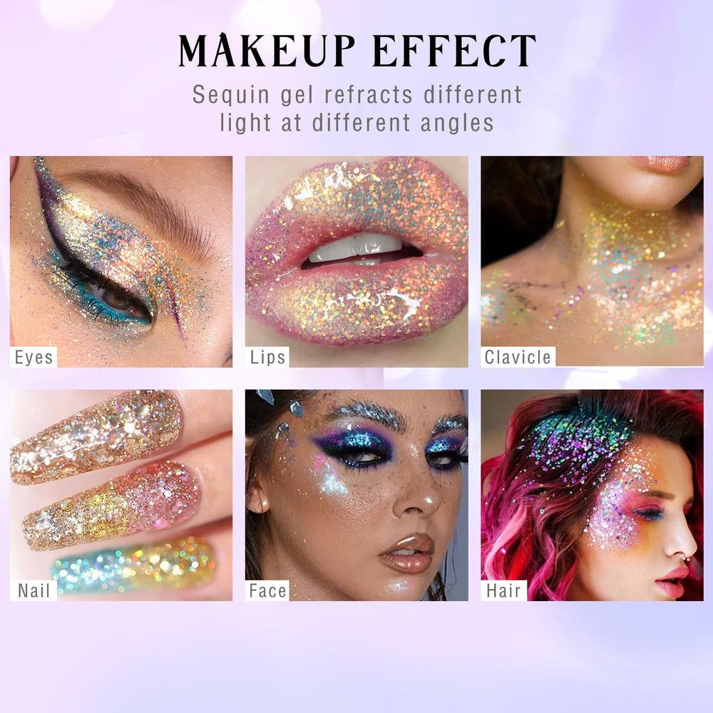 HOSAILY glitter on model at festival demonstrating intense color-changing stage glow