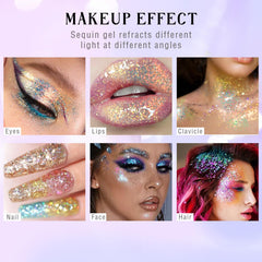 HOSAILY glitter on model at festival demonstrating intense color-changing stage glow