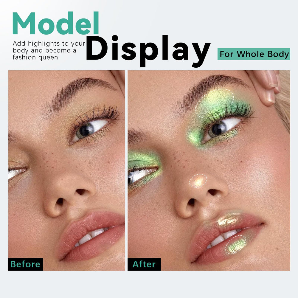 HOSAILY festival makeup lifestyle shot showing bold iridescent color for creative looks