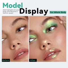 HOSAILY festival makeup lifestyle shot showing bold iridescent color for creative looks