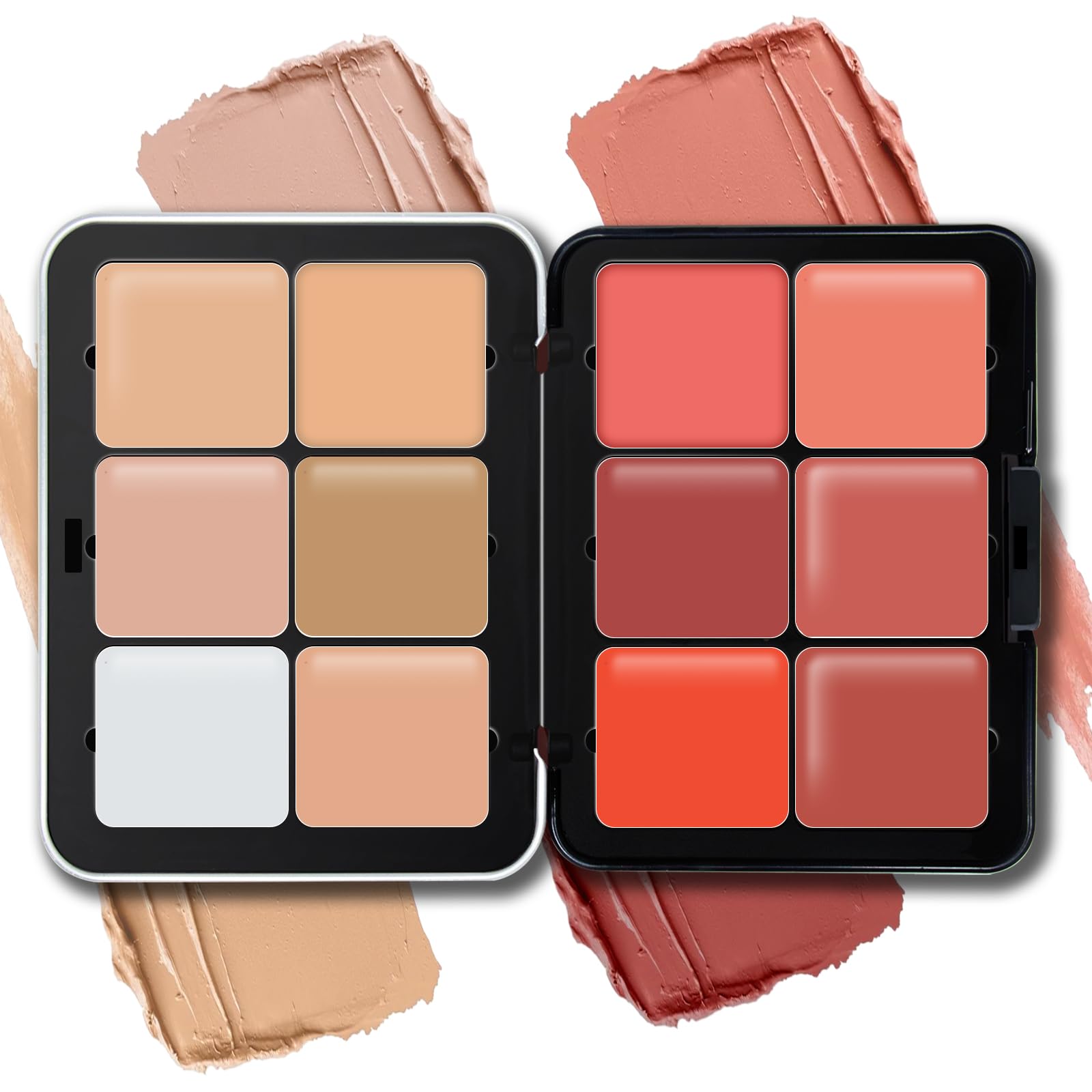 HOSAILY open palette showing twelve cream blush and concealer shades for versatile makeup