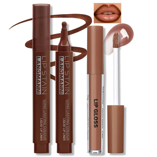 HOSAILY front packaging showing both mocha marker and nude gloss, compact convenience