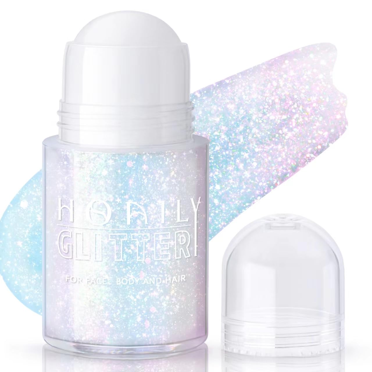 HOSAILY front packaging showing roll-on bottle and sparkle finish benefit: travel-ready