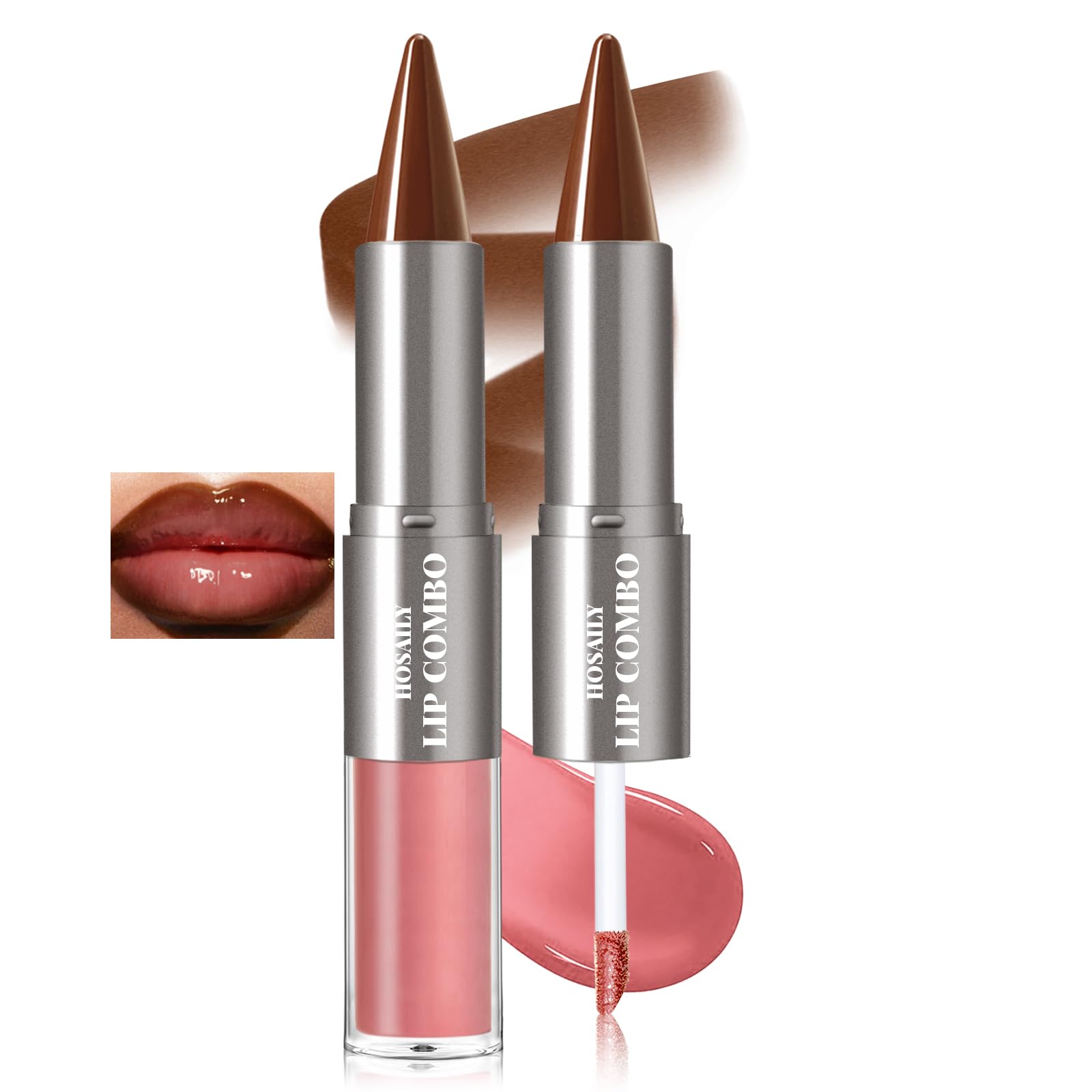 HOSAILY front packaging showing compact dual-ended lip kit and benefits