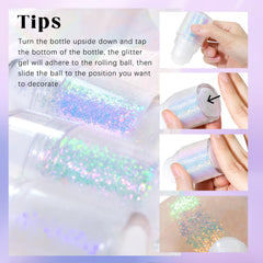 HOSAILY close-up of chunky holographic glitter texture, vivid reflective effect