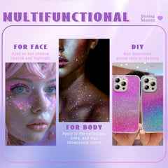 HOSAILY glitter applied to hair strand showing festival highlight benefit: eye-catching shine