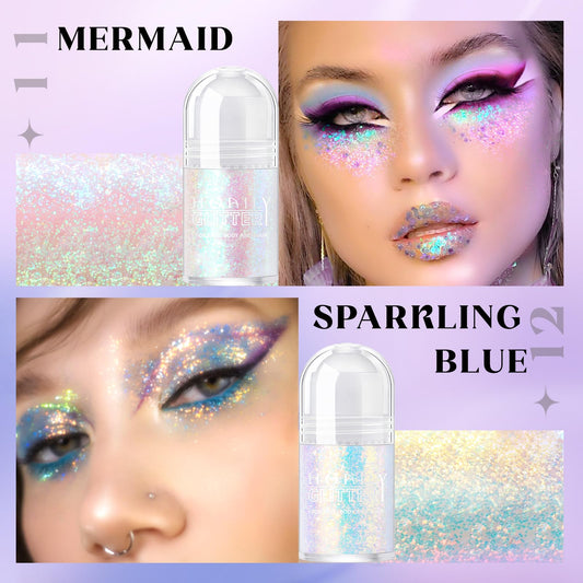 HOSAILY Mermaid glitter gel texture close-up showing holographic sparkles
