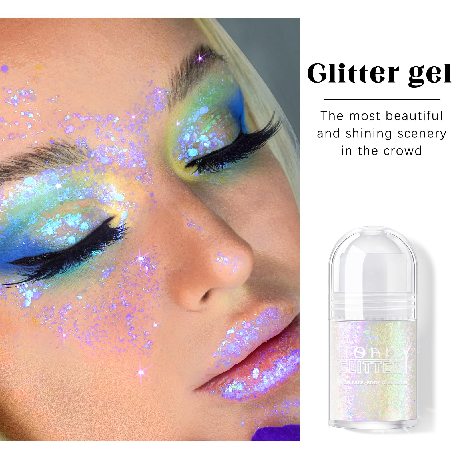 HOSAILY Neon Violet swatch on skin showing color-shifting neon violet and reflective benefits