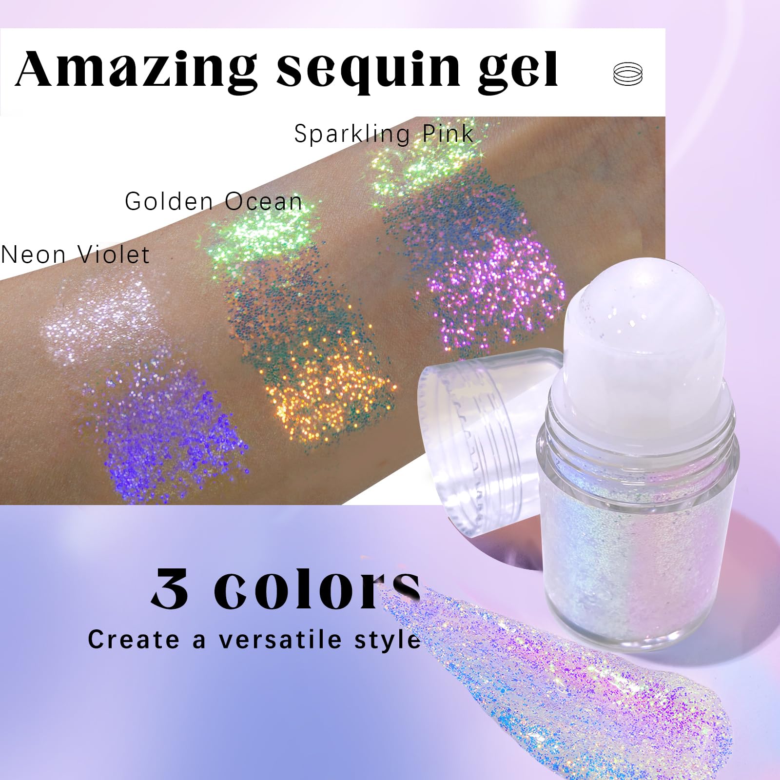 HOSAILY Neon Violet rolling ball applicator demonstrating smooth, even glitter distribution
