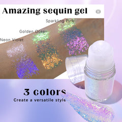 HOSAILY Neon Violet rolling ball applicator demonstrating smooth, even glitter distribution