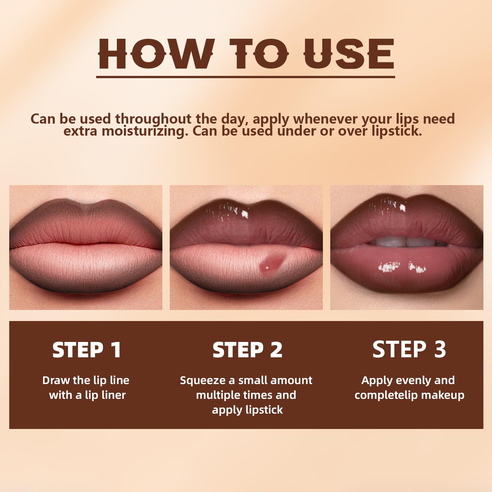 HOSAILY on model in daylight demonstrating wearable glossy plumped lips