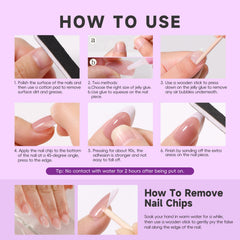 HOSAILY on model wearing purple French-tip nails to showcase finished manicure look