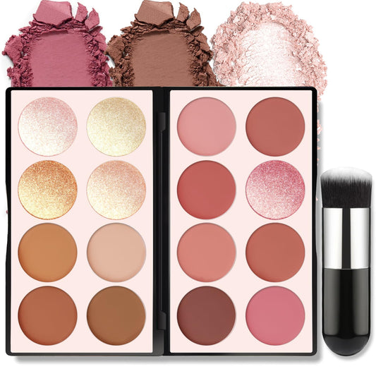HOSAILY palette open front showing all 16 shades and brush for versatile looks
