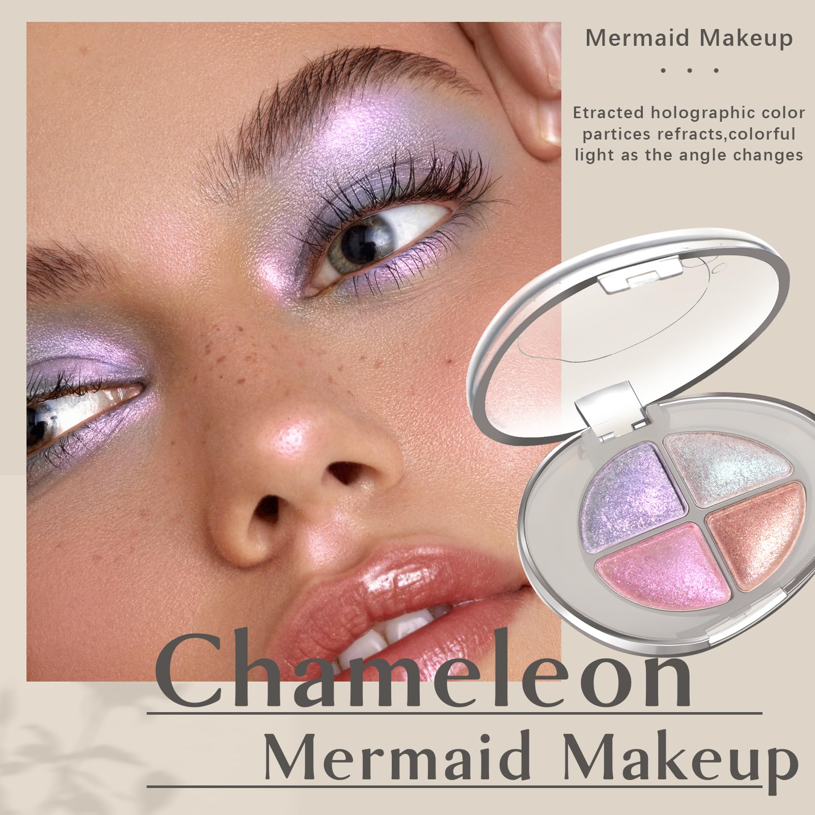 HOSAILY open palette overhead showing four multichrome shimmer shades