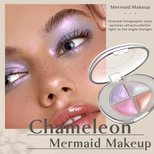 HOSAILY open palette overhead showing four multichrome shimmer shades