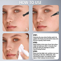 HOSAILY applying freckle stamp on cheek for fast sunkissed makeup