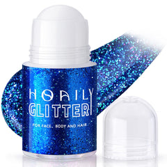 HOSAILY front bottle view showing roll-on applicator and blue glitter benefits portability
