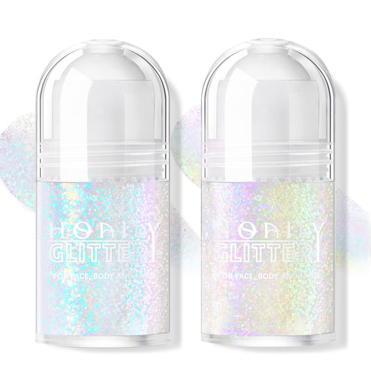 HOSAILY roll-on front view showing dual glitter gel set and compact packaging benefit
