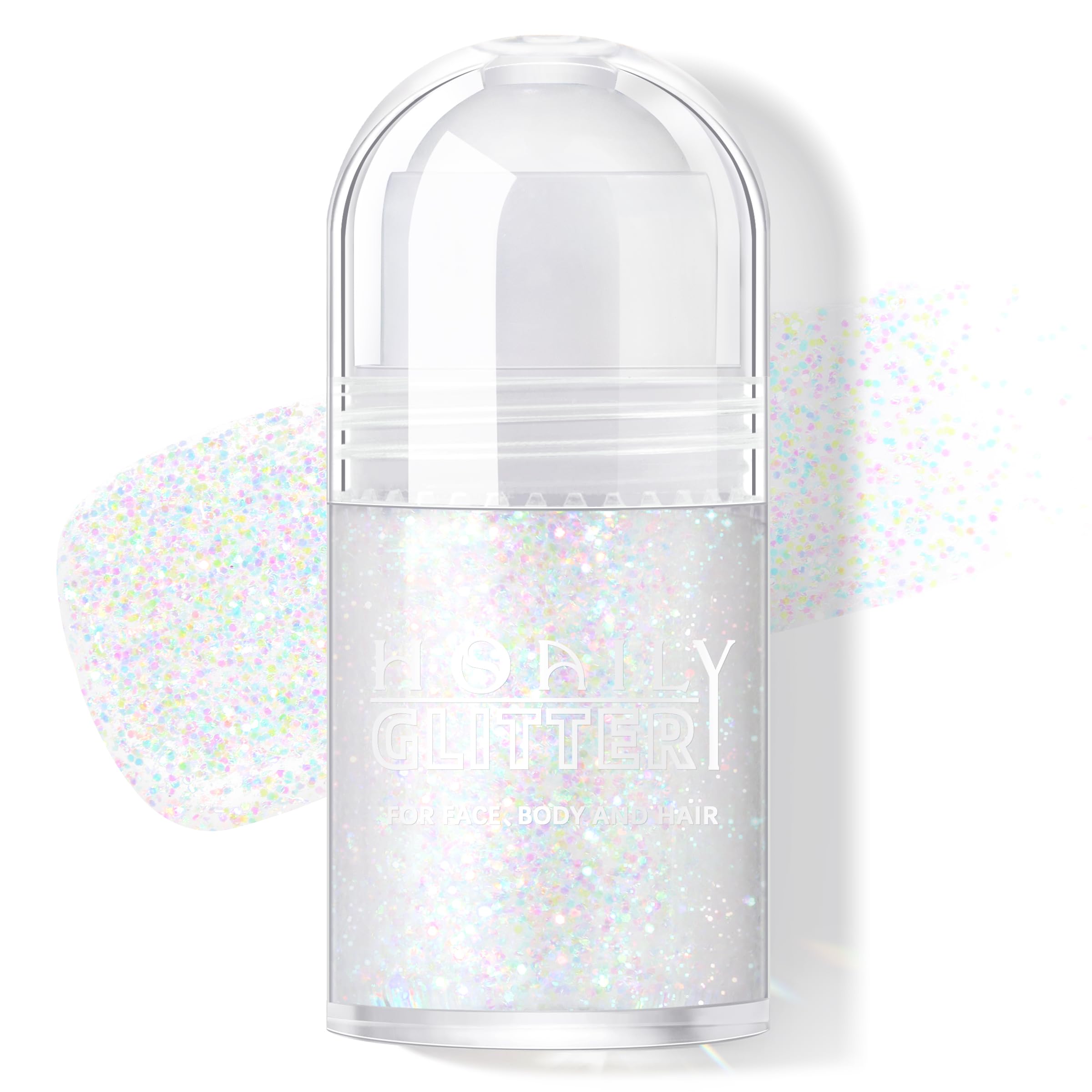 HOSAILY roll-on front view showing compact shimmer packaging and easy carry benefit