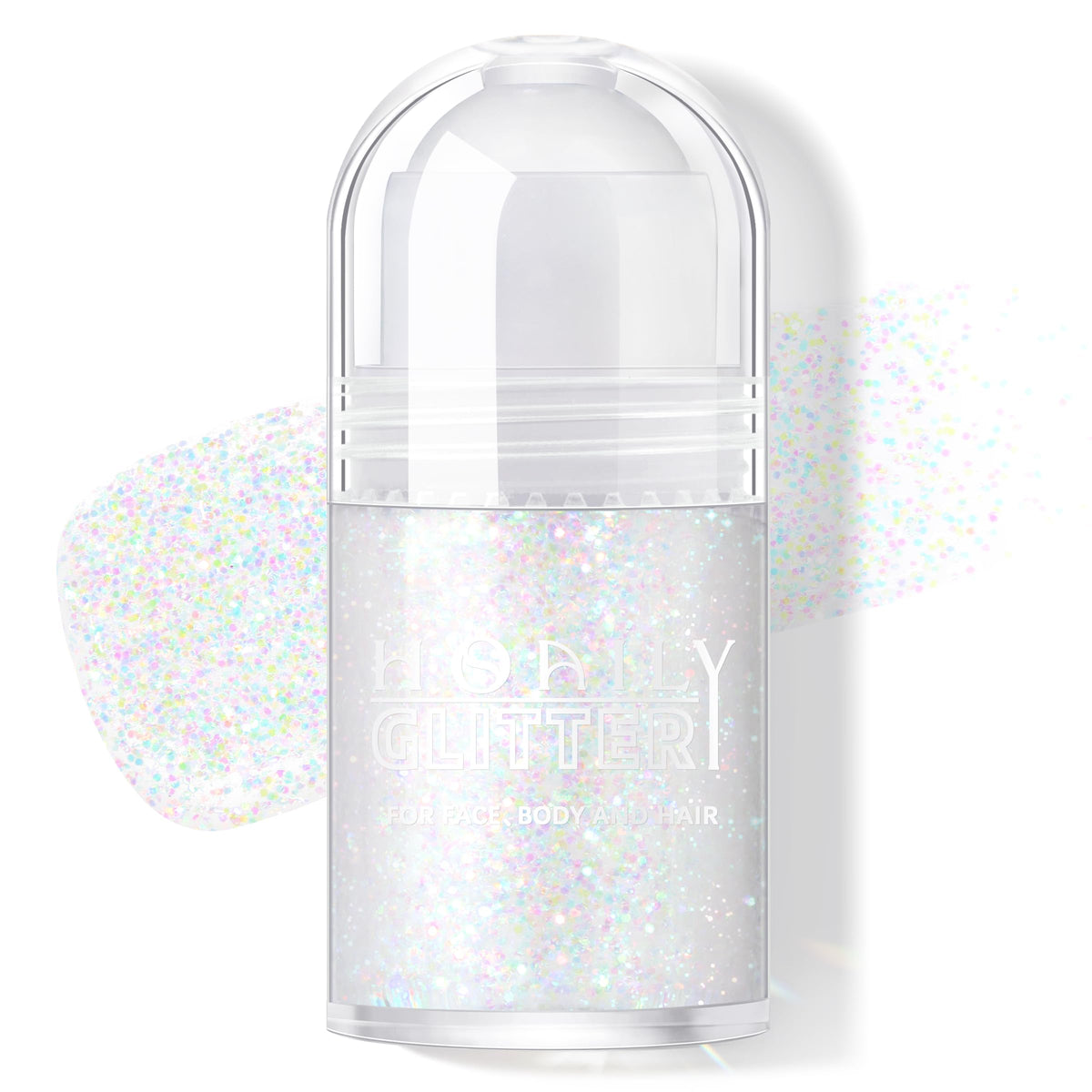 HOSAILY roll-on front view showing compact shimmer packaging and easy carry benefit
