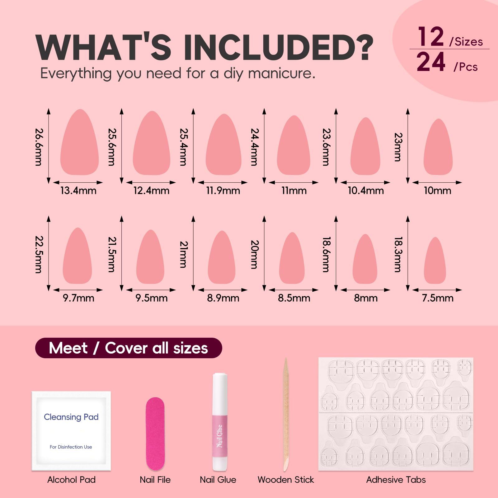 HOSAILY nails on hand for scale showing short almond fit and natural-looking length