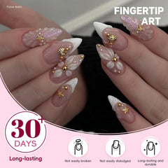 HOSAILY side profile of medium almond nail shape showing natural curve and fit