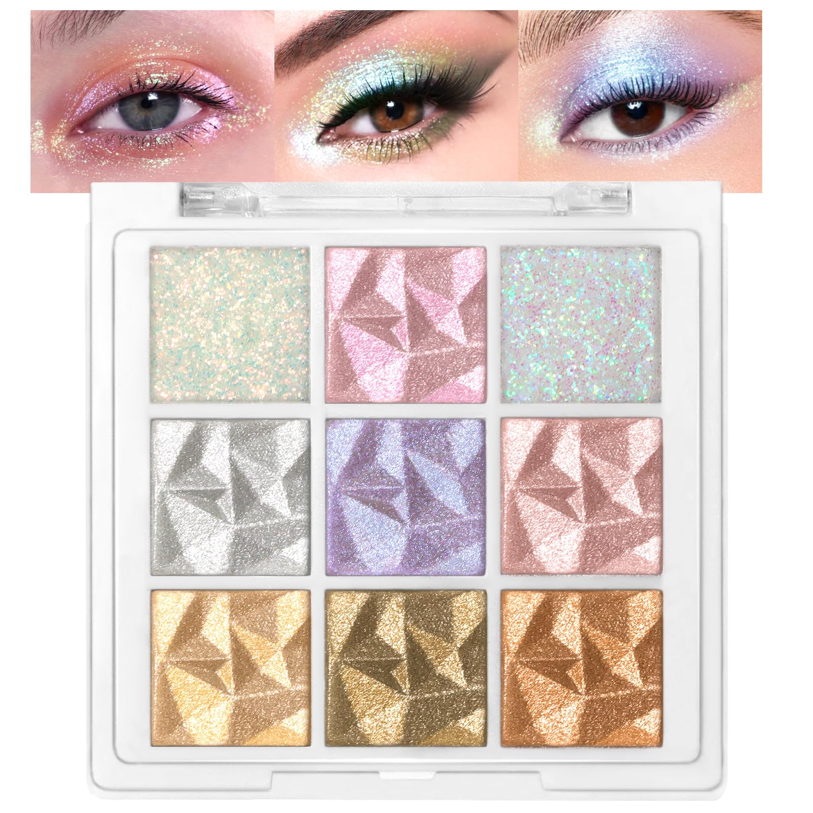 HOSAILY front packaging showing compact glitter palette for travel-ready shine