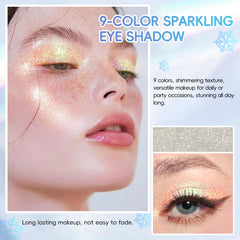 HOSAILY open palette top view revealing nine shimmer shades for versatile looks