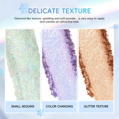 HOSAILY close-up of powder texture showing fine non-flaky glitter for smooth application