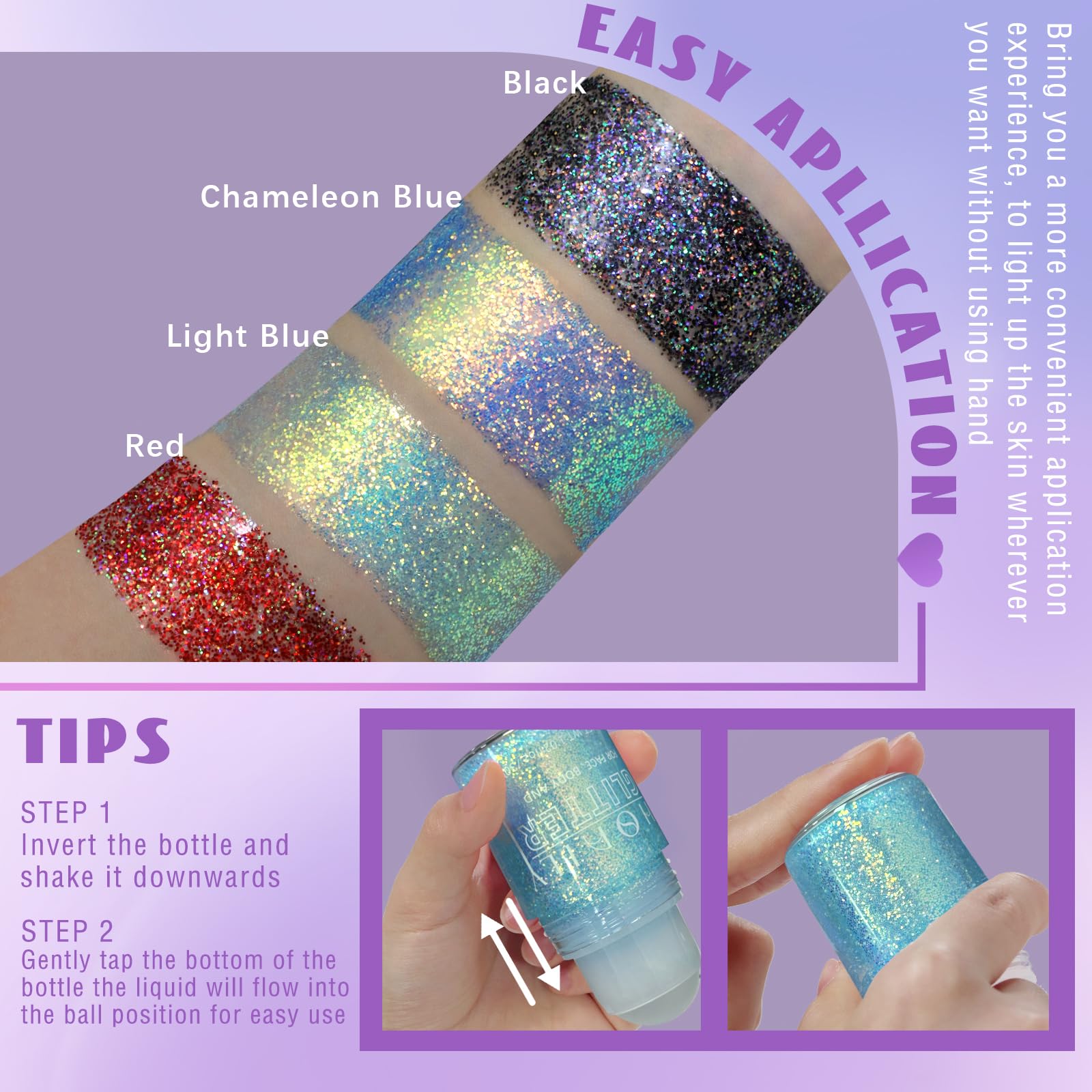 HOSAILY gel texture and chunky holographic glitter swatch for multidimensional shine