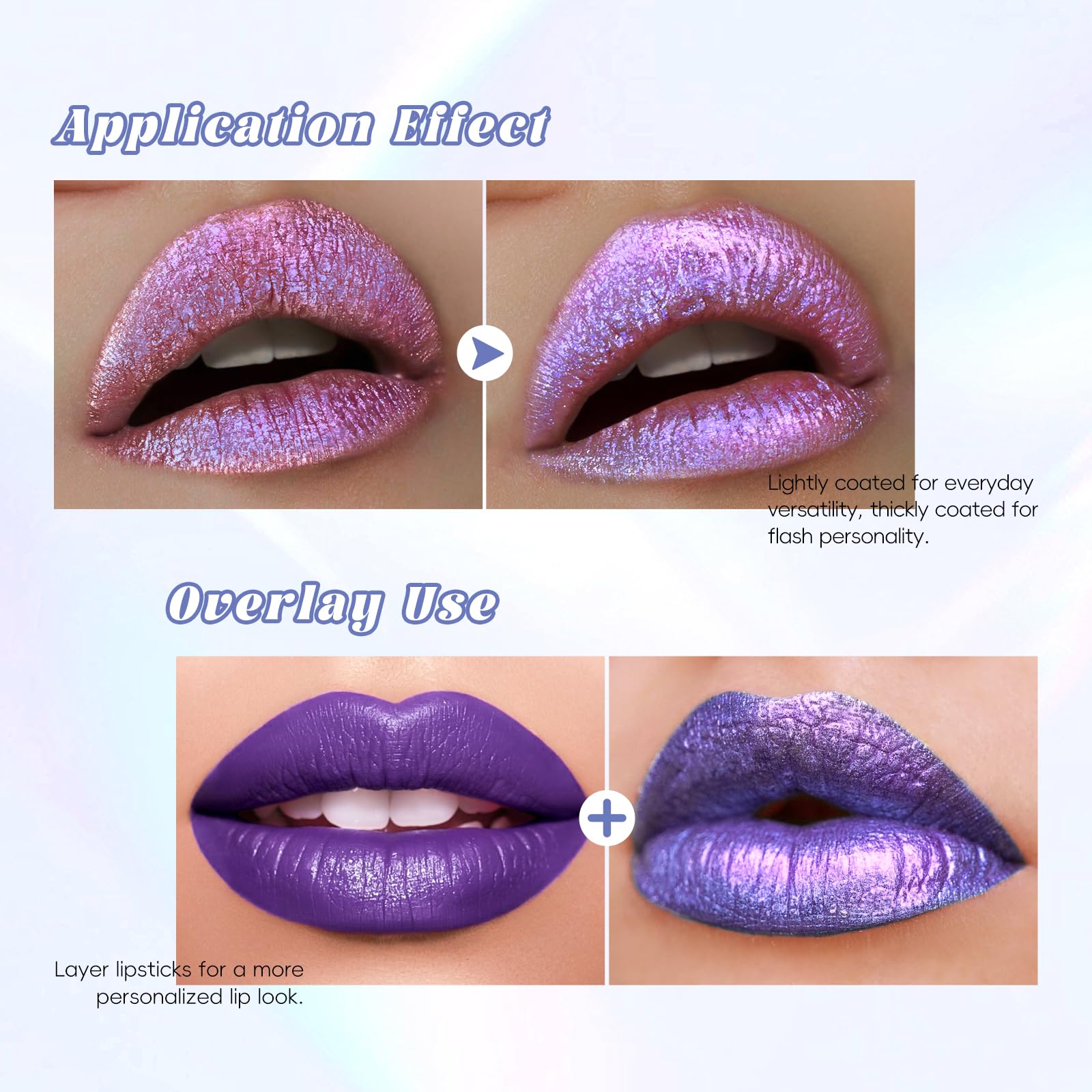 HOSAILY texture swipe showing metallic lilac sheen for intense pigment
