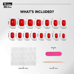 HOSAILY kit layout with adhesive tabs, mini buffer and cuticle pusher for complete application