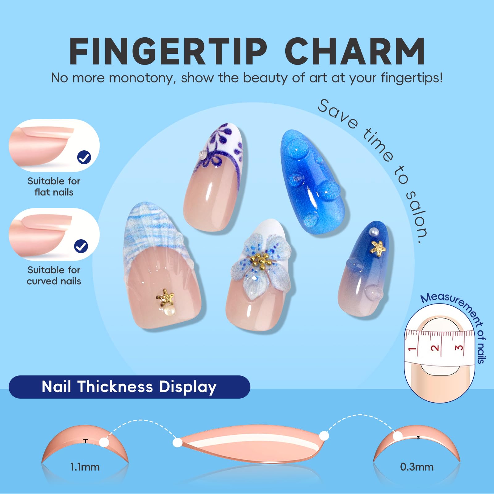 HOSAILY nails worn on hands in beach setting showing vacation-ready look