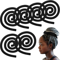 Hoteam front view of six black spiral lock hair ties showing compact bundle and convenience