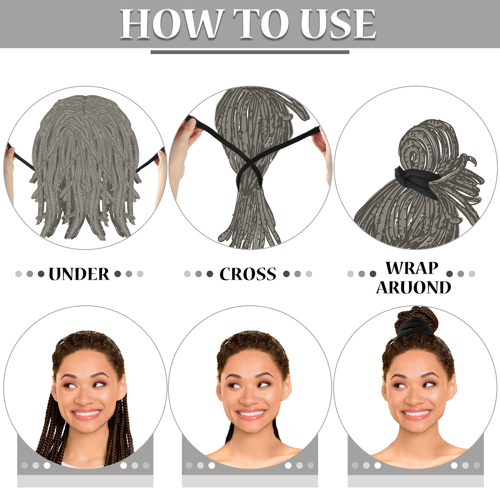 Hoteam wrapped around a ponytail demonstrating secure hold for thick curly hair