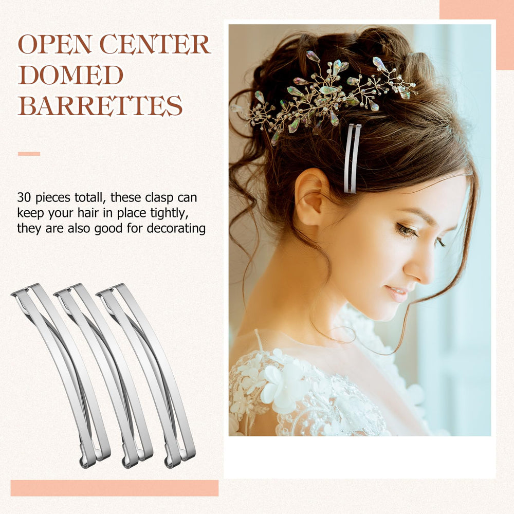 Hotop spread of 30 silver barrettes showing variety and value