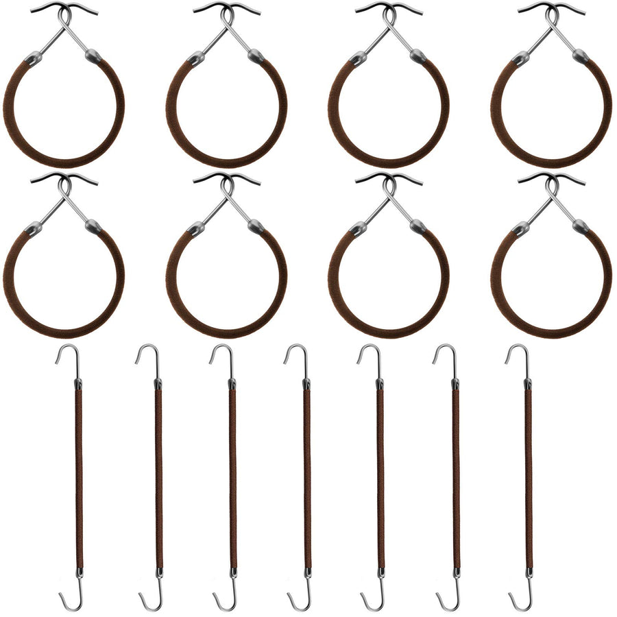 Hotop front pack showing 15 brown elastic hook hair ties and neat presentation