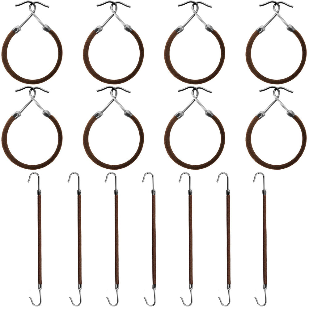 Hotop front pack showing 15 brown elastic hook hair ties and neat presentation