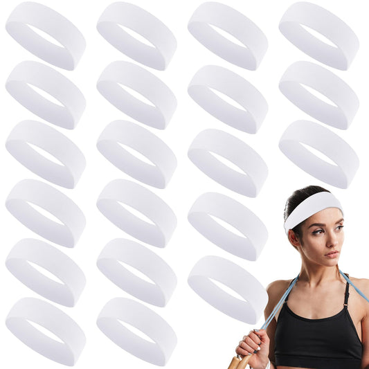 Hotop front view of 20 white headbands showing bulk value and clean design