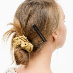 Hotop brown and silver barrettes used in two hairstyles for versatile styling