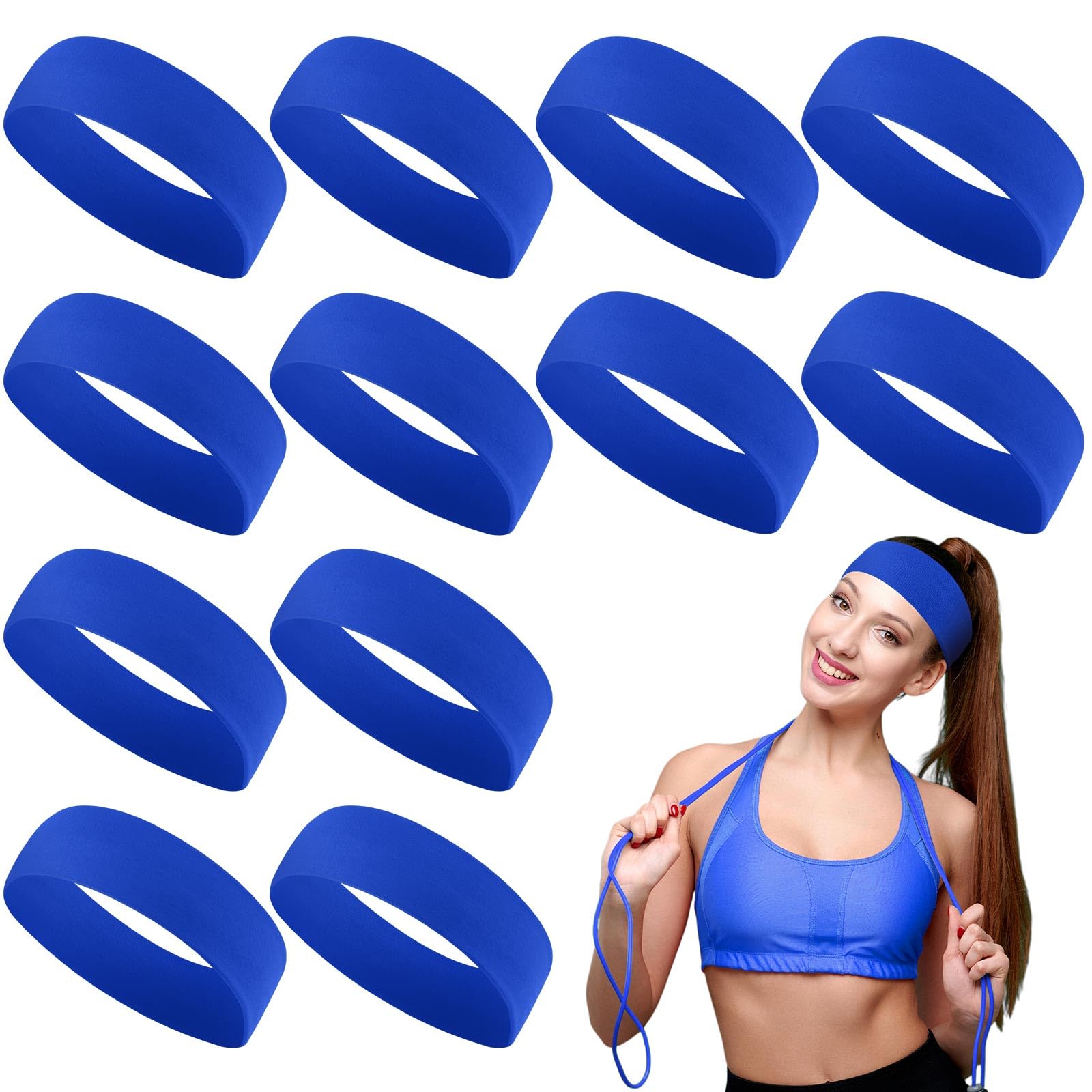 Hotop royal blue pack front view showing twelve headbands and value