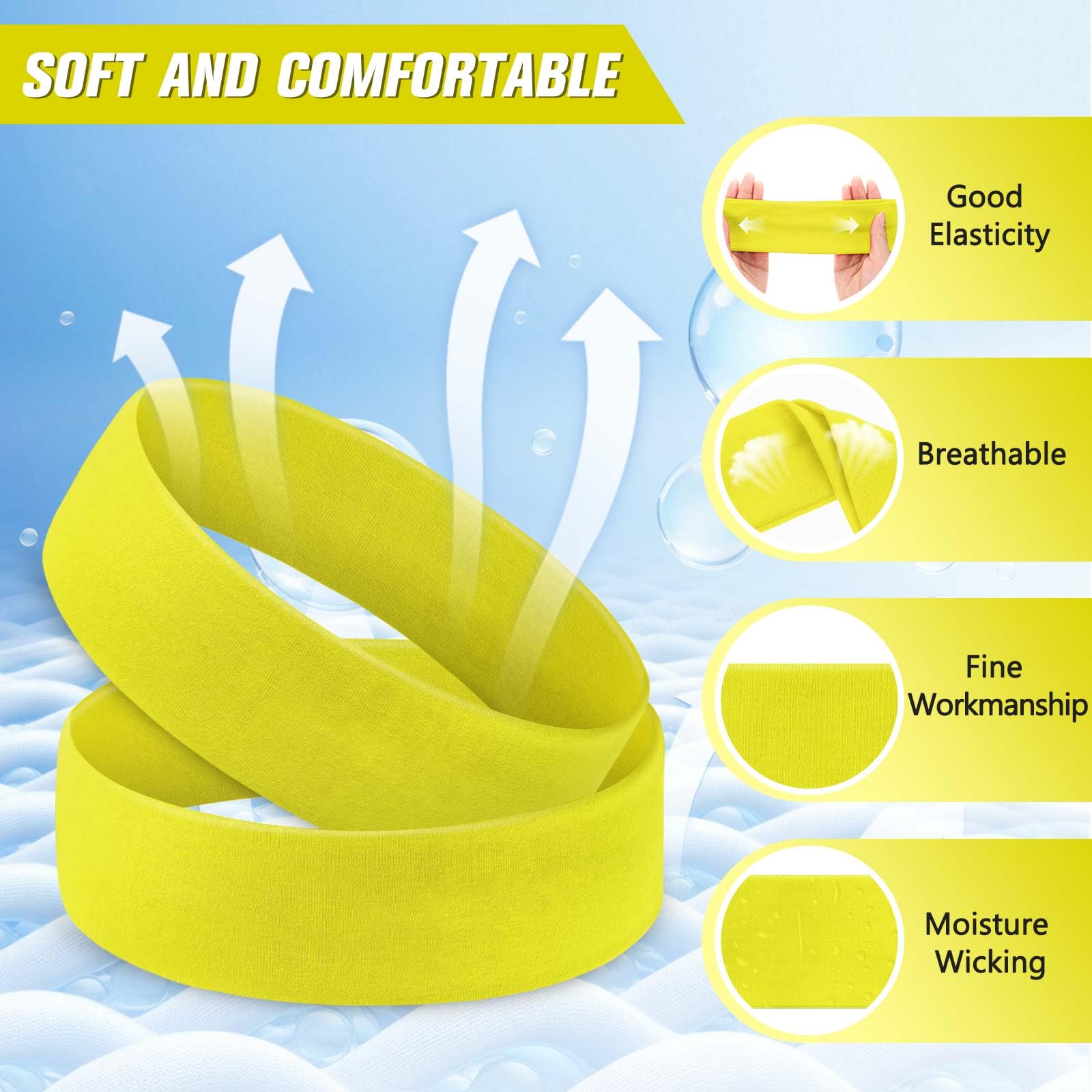 Hotop single headband flat lay showing elastic shape and slim profile for easy styling