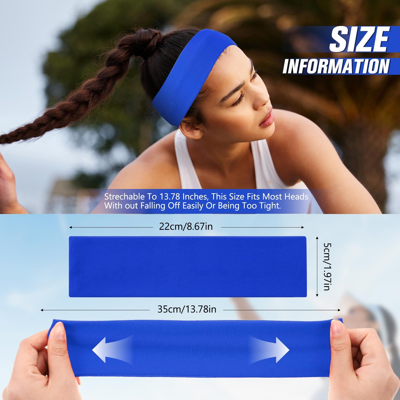 Hotop single royal blue headband flat lay showing sleek profile and fit