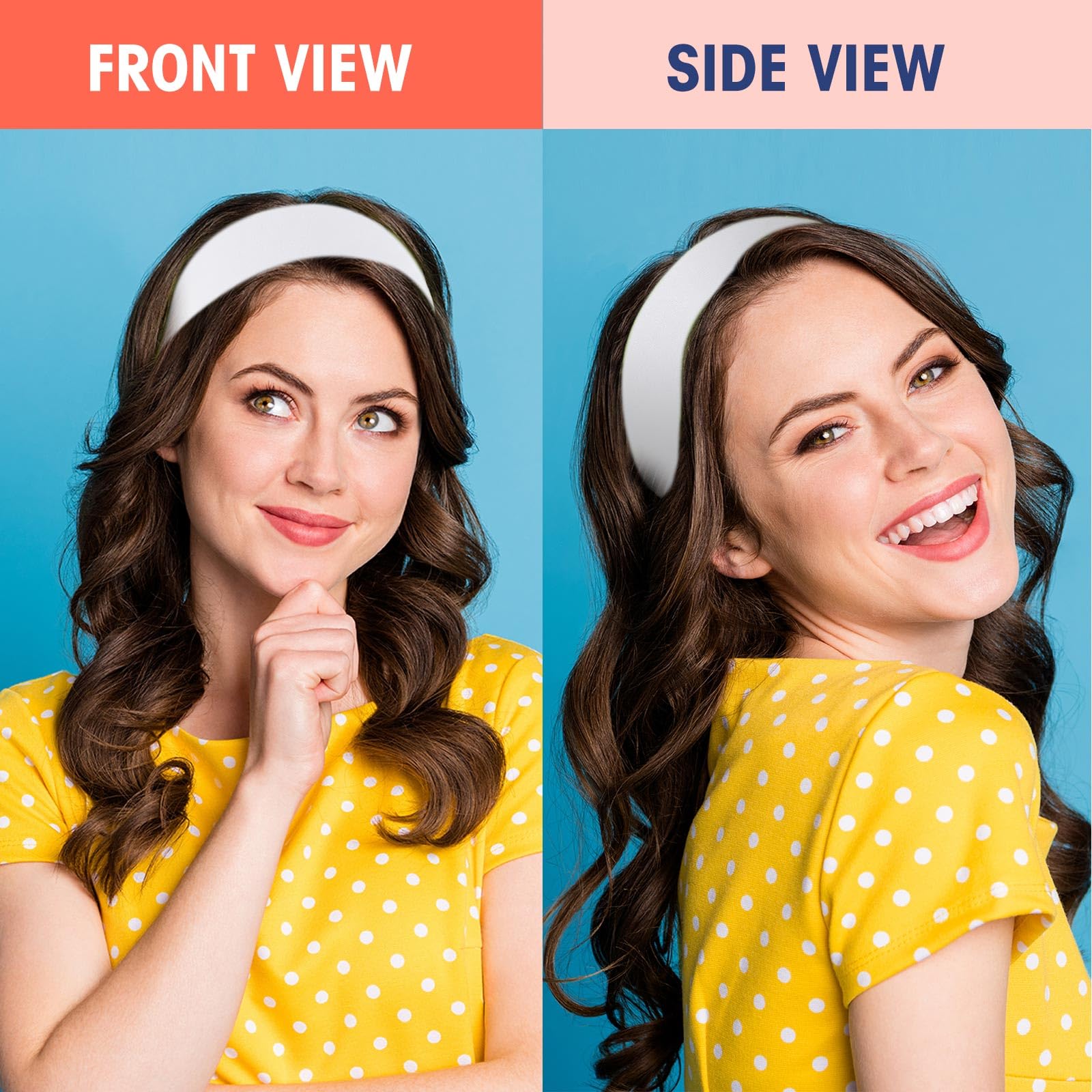 Hotop model wearing headband during yoga demonstrating hair control benefit