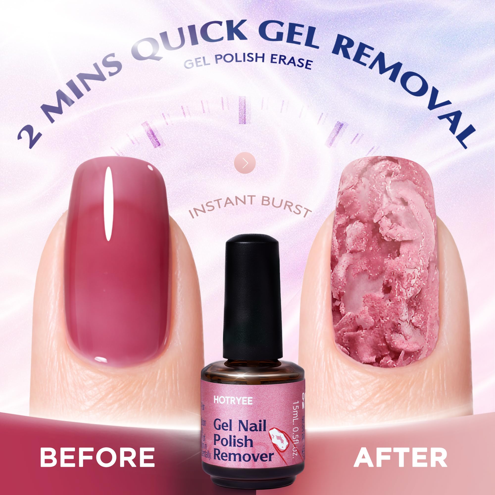 HOTRYEE before and after nails demonstrating clean, damage-minimizing removal