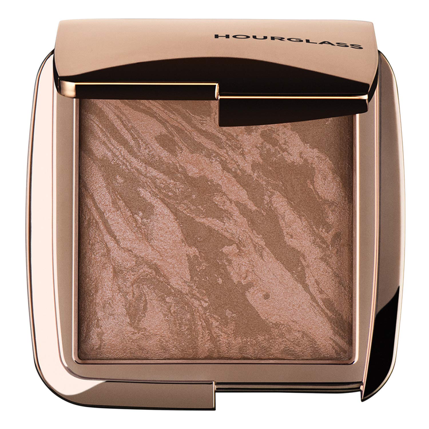 Hourglass compact front view showing sleek packaging and bronzer benefit