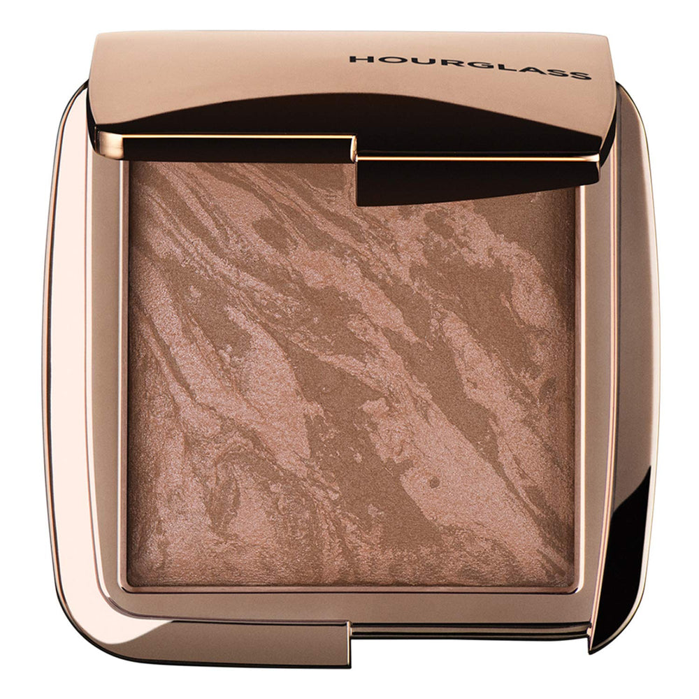 Hourglass compact front view showing sleek packaging and bronzer benefit